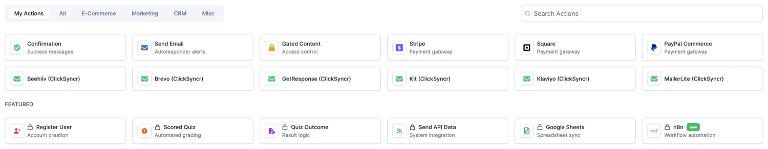 Adding the Beehiiv action from the Actions & Notifications picker.