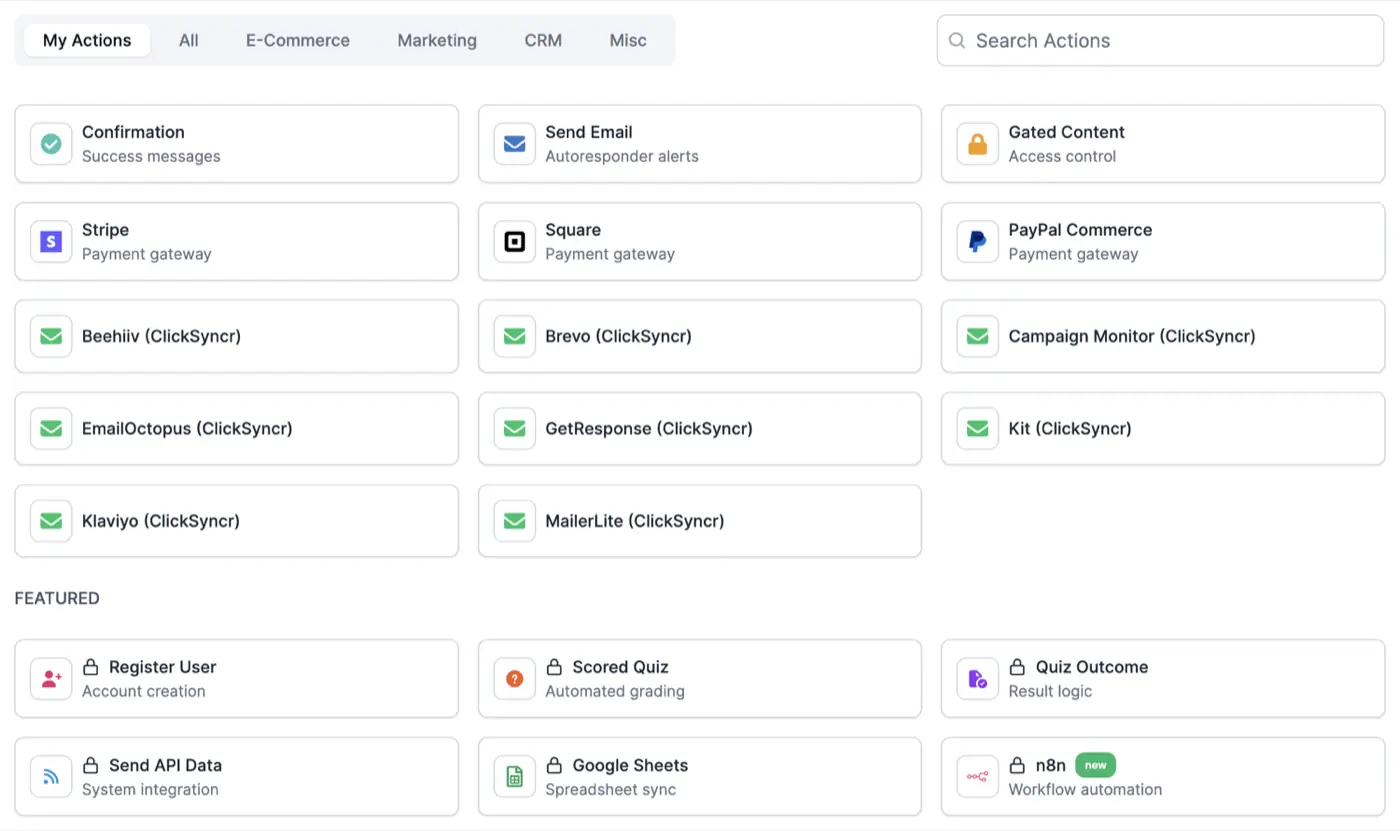 Adding the action from the Actions & Notifications picker.
